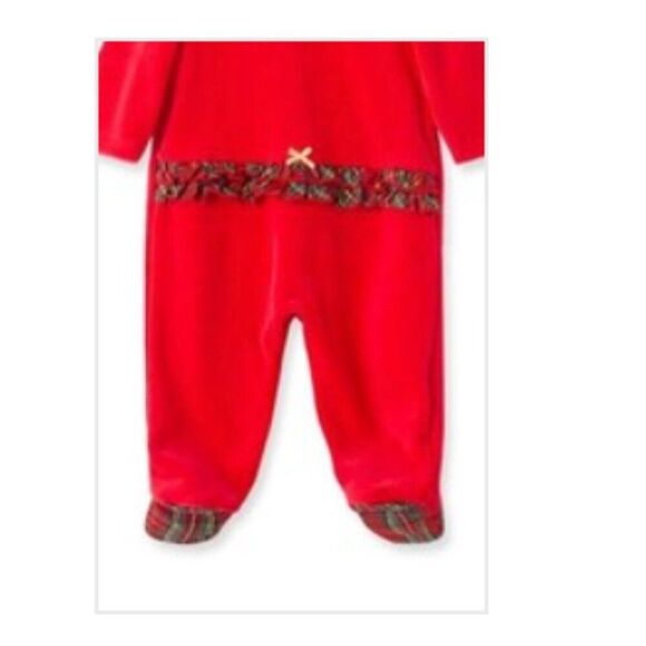 Little Me My First Christmas Velour embroidered Footie NWT size 6 months - Picture 5 of 14